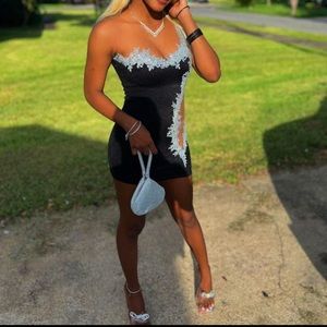 Black mesh side birthday or homecoming dress